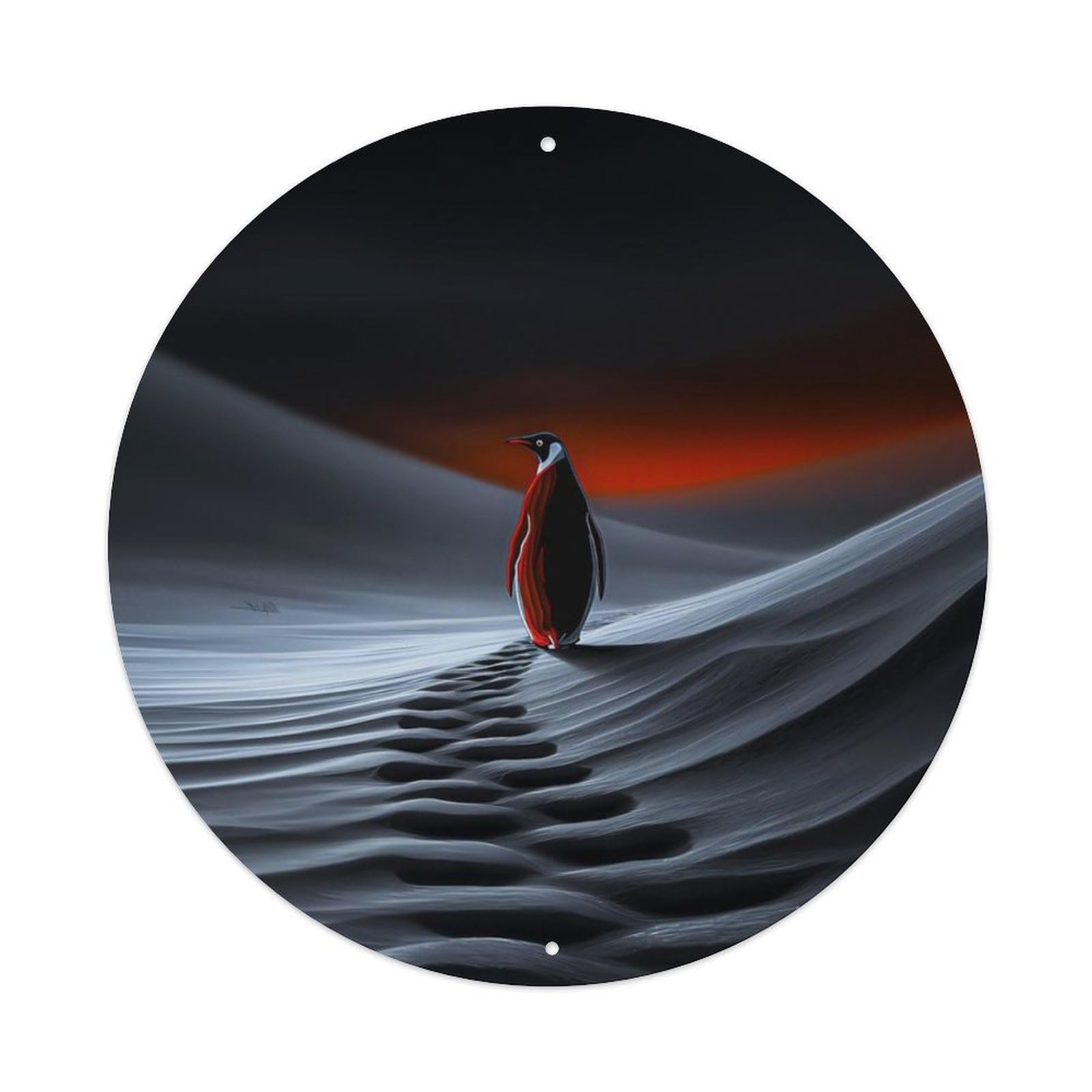 Marine Animals Penguin Polar Night Arctic Ice Scenery Vintage Metal Tin Sign Plaque Wall Decor for Cafe, Club Bar, Office, Garden Metal Poster 8x8Inch