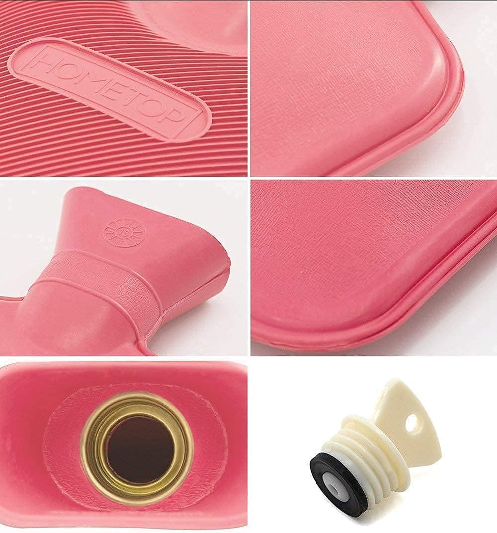 HomeTop Classic 2 Liters Rubber Hot Water Bottle, Great for Pain Relief, Hot and Cold Therapy, White and Red (2 Pack) : Health & Household