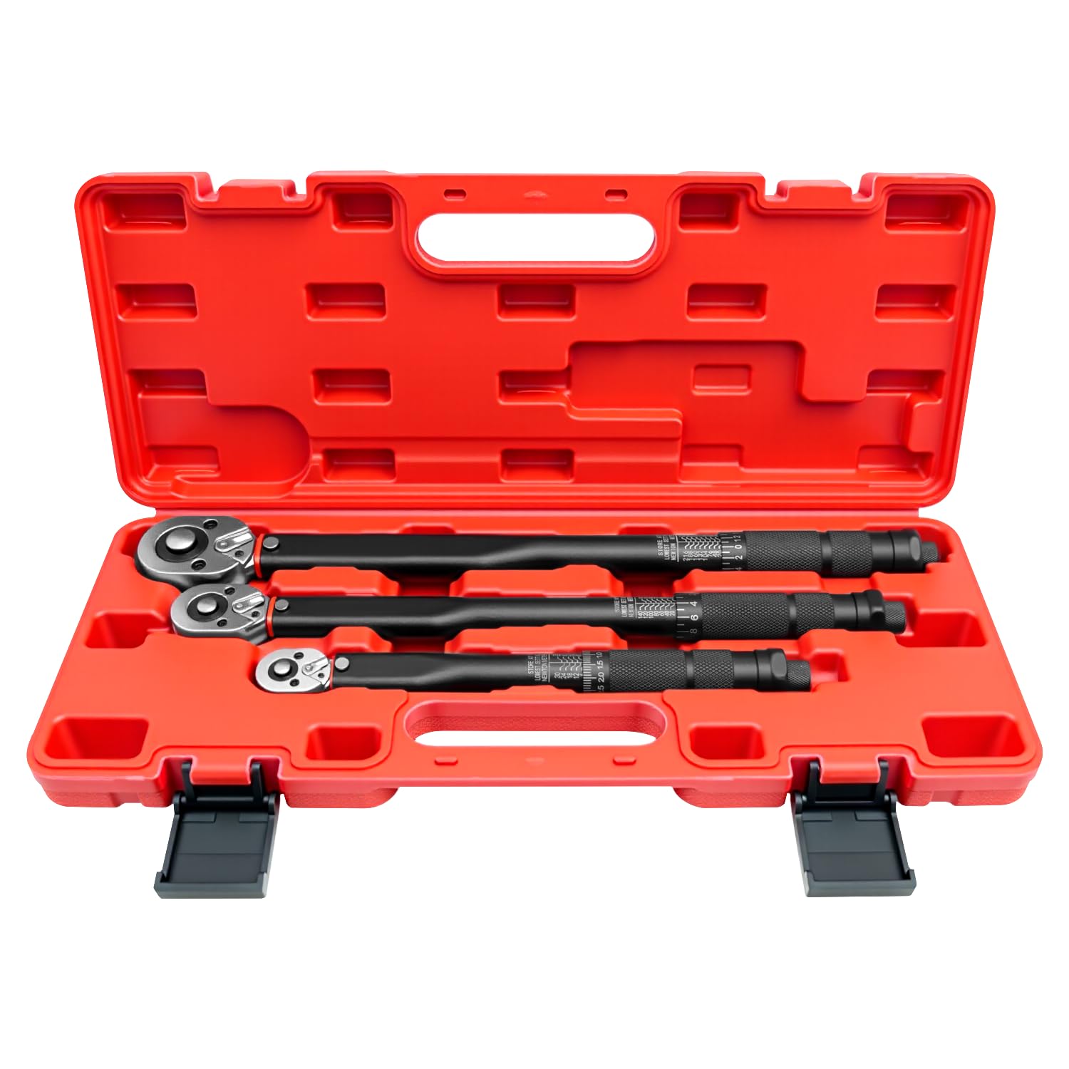 ZKTOOL Juego de 3 llaves dinamométricas, 1/4 pulgadas 5-25 NM, 3/8 pulgadas 10-60 NM, 1/2 pulgadas 20-210 NM, juego de llaves de trinquete, llave de trinquete de liberación rápida, adecuada para la