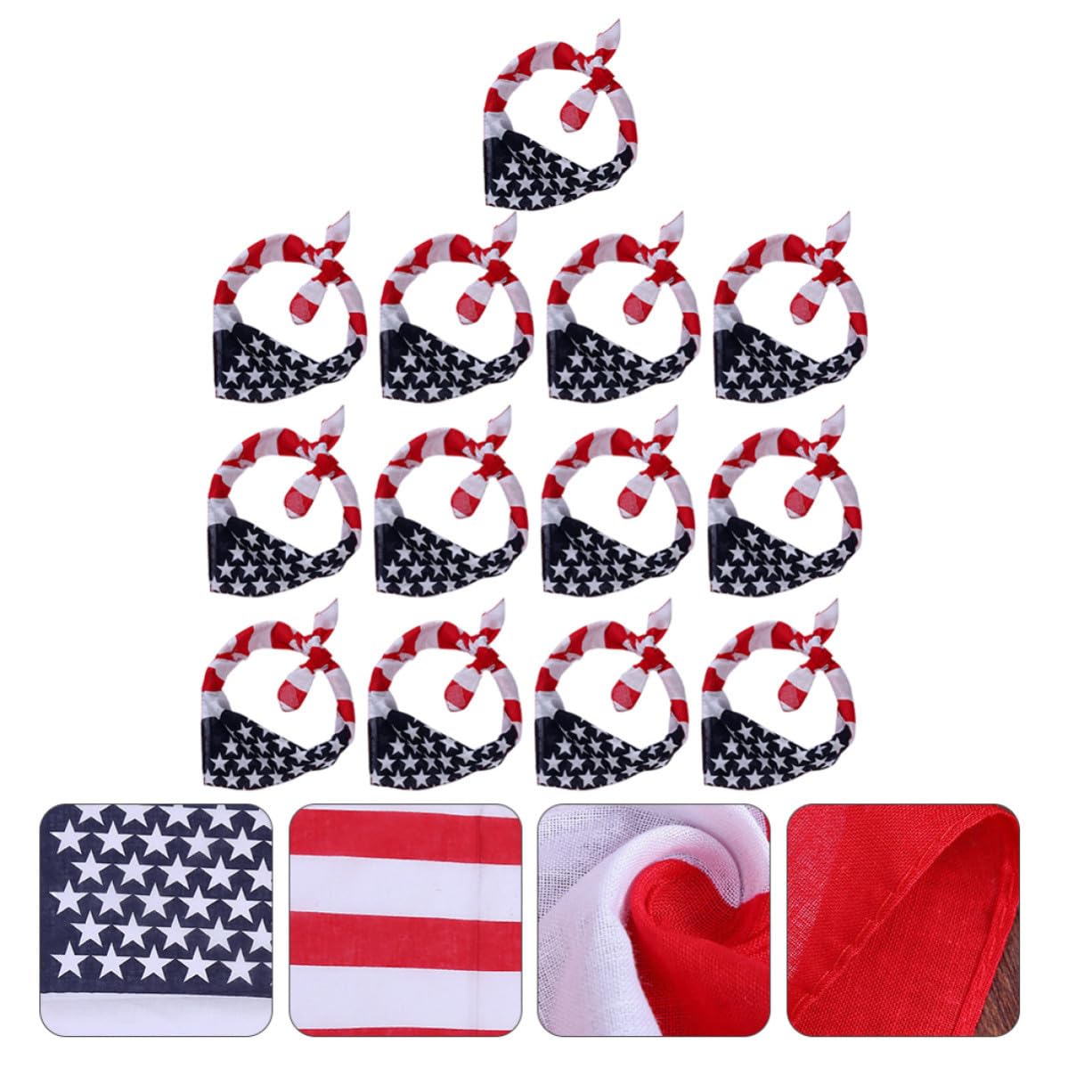 13pcs American Flag Headbands for Women, Washable Polyester Patriotic Headwraps with No Color Fading, Creative Hair Accessories for Outdoor Riding and Street Random Color