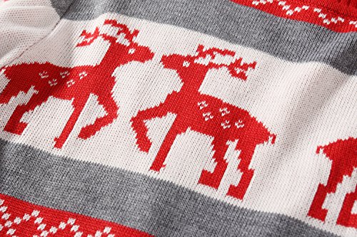 Camii Mia-Big-Girls-Ugly-Christmas-Sweater-Crewneck Sweater Reindeer Pullover Knitted Causal (Medium, Red Grey) #TOP4