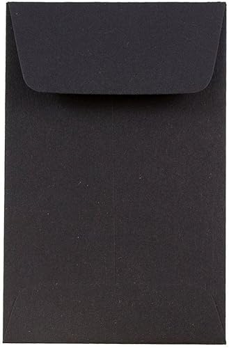 JAM PAPER Sobres de negocios de monedas #1 - 2 1/4 x 3 1/2 - Negro liso - Paquete de 50 unidades