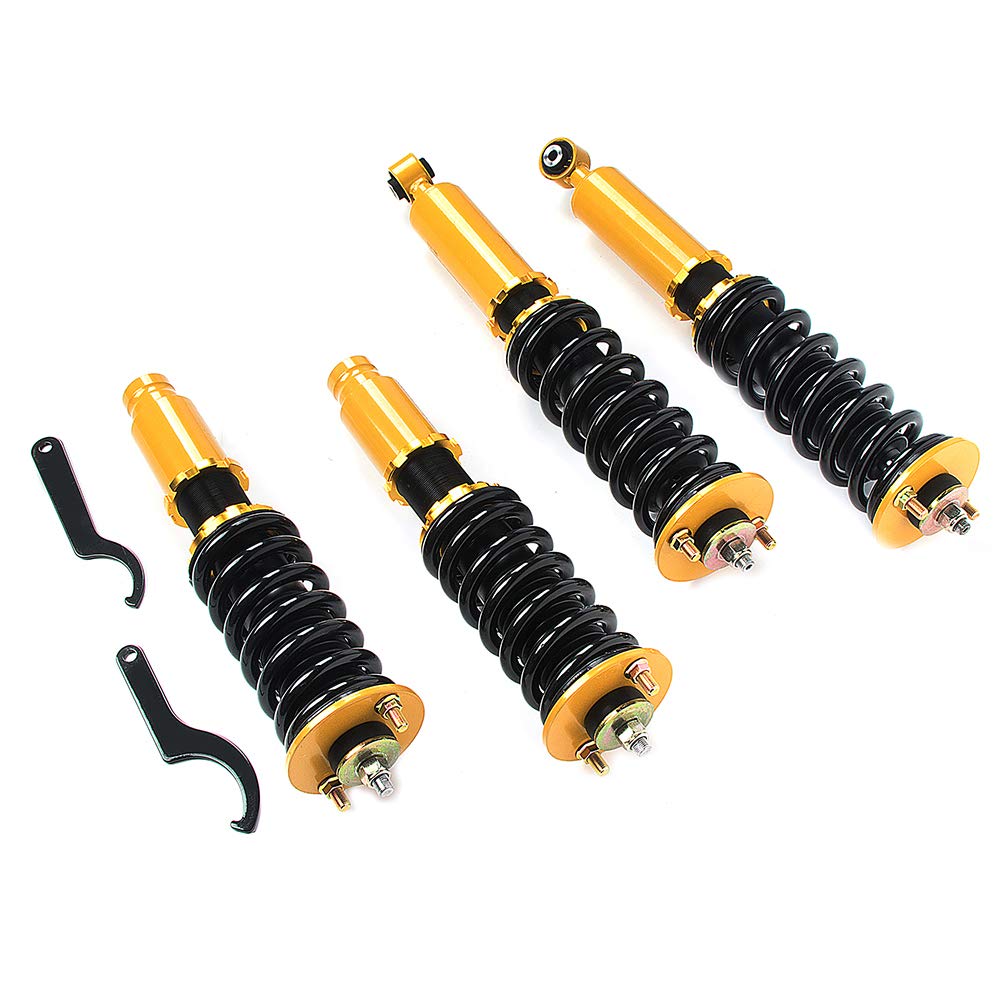 AUTOMUTO Coilover Struts Suspension Coilover Shocks Height Adjustable Fit for 1997 1998 1999 2000 2001 for Honda CR-V - Golden