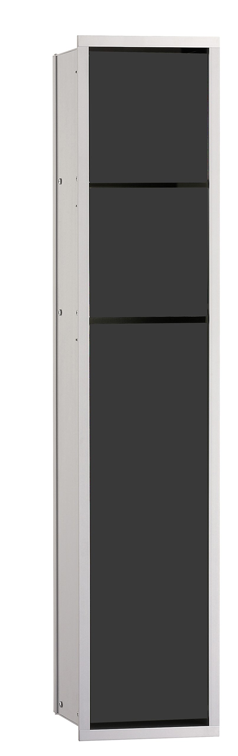 Emco Asis 150 Flush-Mounted Cabinet Module for Guest Toilet, Toilet Roll Holder & Toilet Brush Holder with Extra Compartment, Tall Cabinet with Push to Open Function, Black