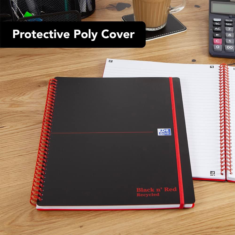 Black n' Red A5 Recycled Twinwire Poly Cover Notebook - Black/Red