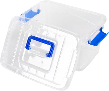 FUNSUEI Set of 4 Clear Plastic Storage Boxes with Lids, 4L Stackable Organizer for Kitchen & Craft Supplies Sorting