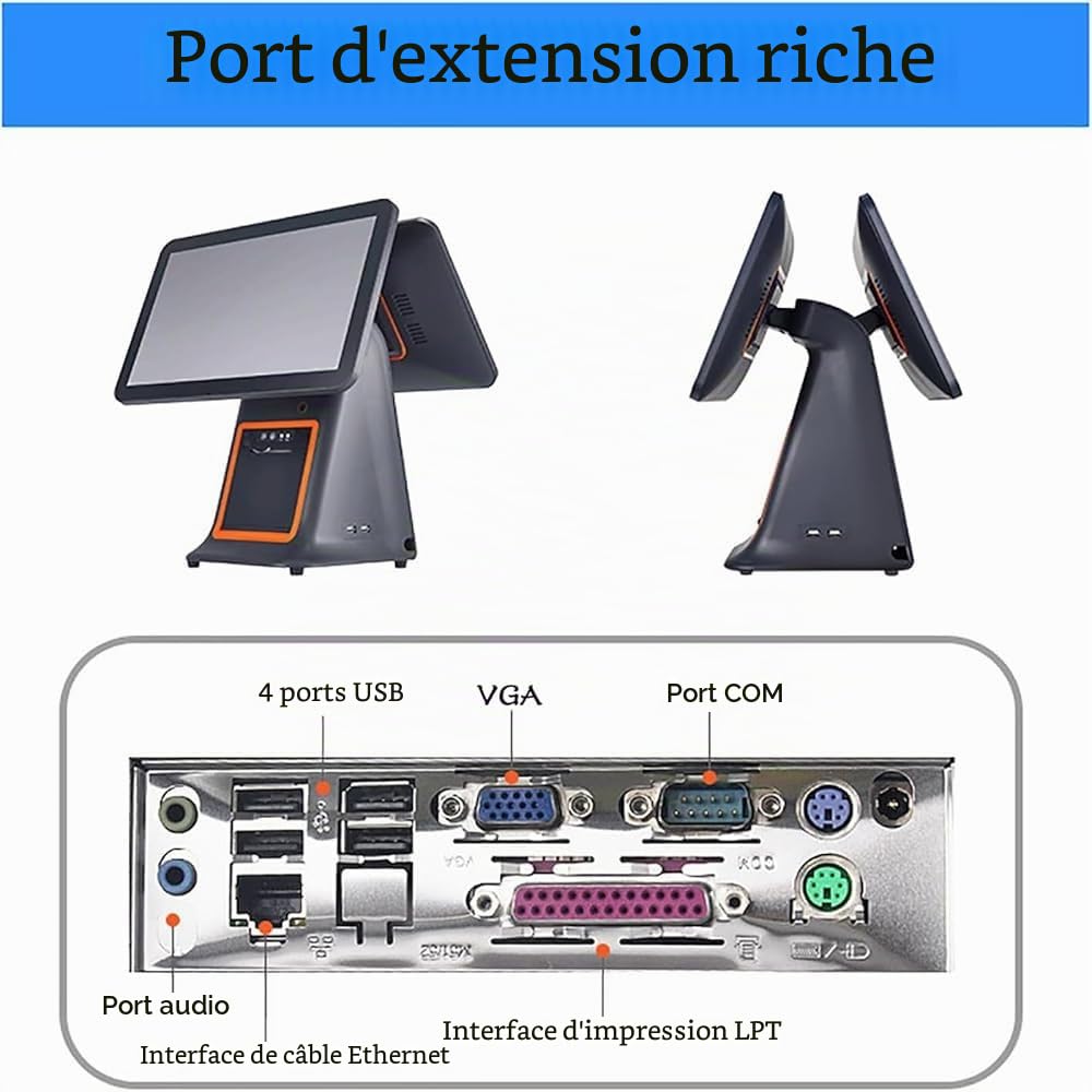 Caisse Enregistreuse De Restaurant, Caisse Enregistreuse Électronique Avec Écran Tactile De 15,6 Pouces, Écran LED 1 Ligne À 8 Chiffres, Charge La Rotation Multi-angle, Port USB, Pour Supermarché OF