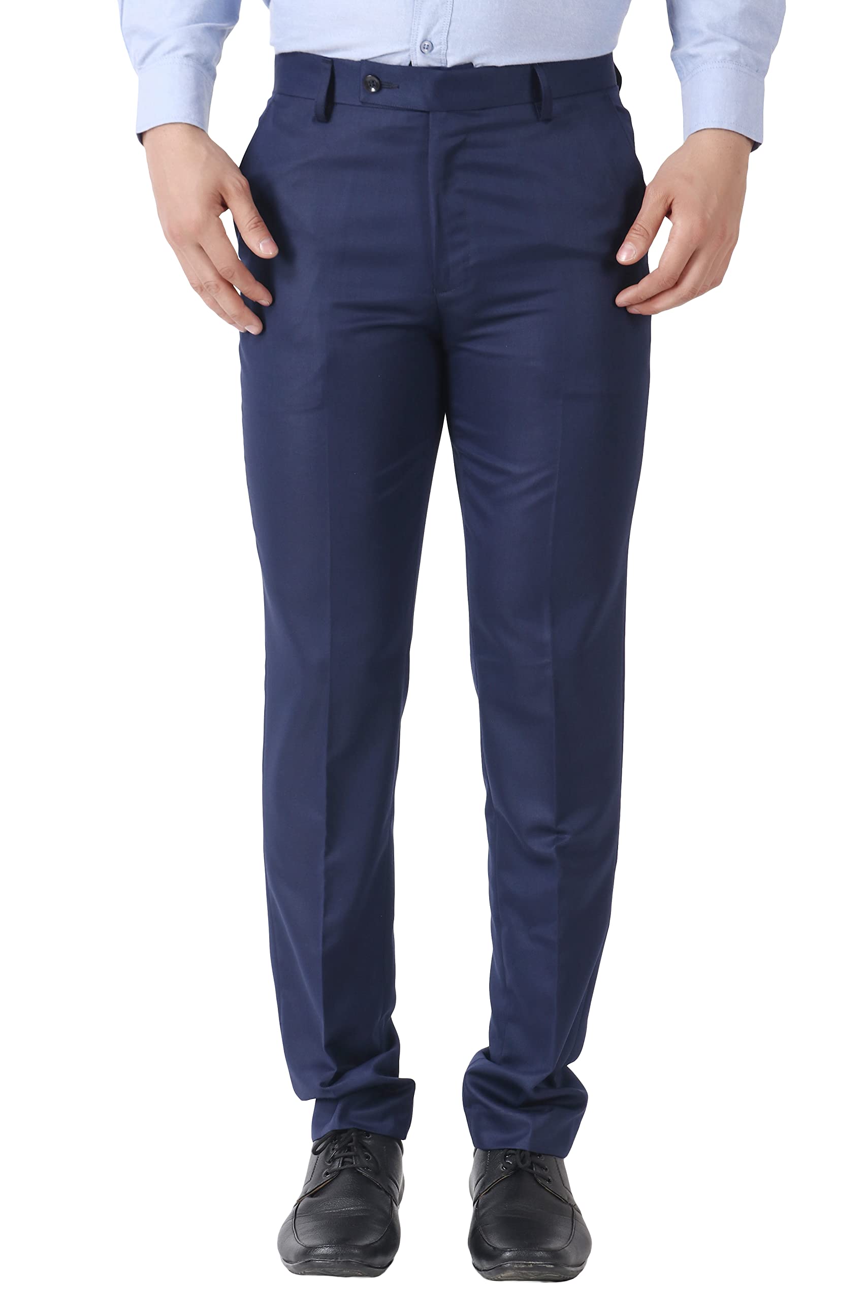 maleno Men's Slub Effect Solid Trouser | Classic Slim Fit Formal Trousers for Men | Slim Fit Trousers for Men-picture-56