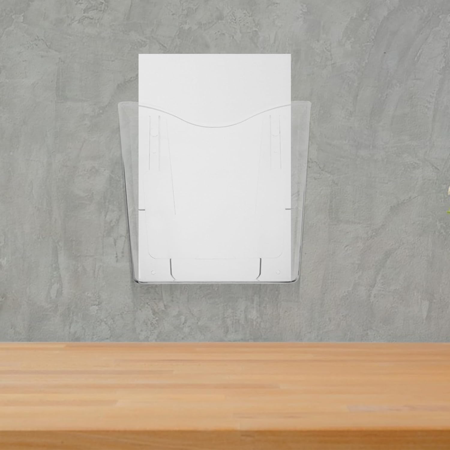 PRETYZOOM Wall Mounted Shaped Magazine Shelf Clear Acrylic Document Holder for Home Office Space Saving Display Rack for Pamphlets Catalogs Modern Wall Organizer