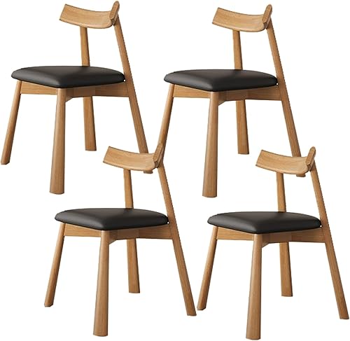Miniatura 26 de JKGHK Dining Chairs Set, Room Chair for Kitchen with Thick Cushions, Leather Armless Living Room Chair with Curved Backrest and Wooden Legs, for