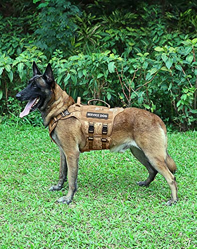 Image of PETNANNY Tactical Dog Harness - No-Pull Service Vest for Large Breeds, with Hook & Loop Patch Panel & MOLLE System | Padded Handle for Walking, Hiking & Training (Desert Camo,XL)