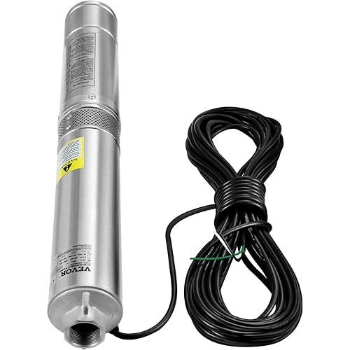 Miniatura 48 de VEVOR - Bomba sumergible de acero inox. de 4 pulg para pozo profundo, 3HP/2200W, 230V/60Hz, flujo de 37 GPM, cabezal de 640 pies, cable eléctrico
