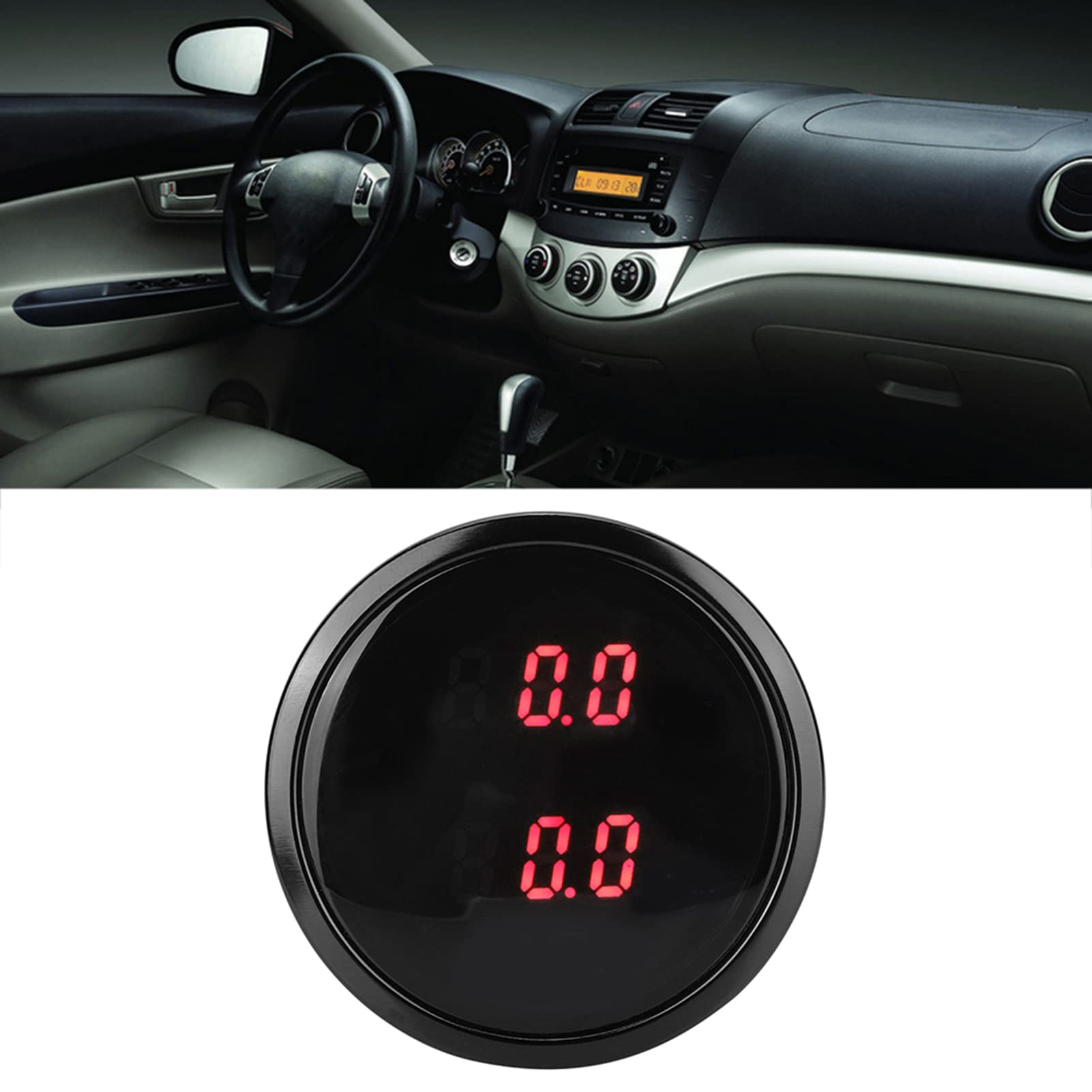 Hidyliu Misuratore di Pressione Dell'aria da 2 Pollici, Display Digitale a LED Rosso Misurazione Accurata della Spinta in Tutti i Veicoli a 12 V, Materiale Resistente in Acciaio e Rame, Kit di