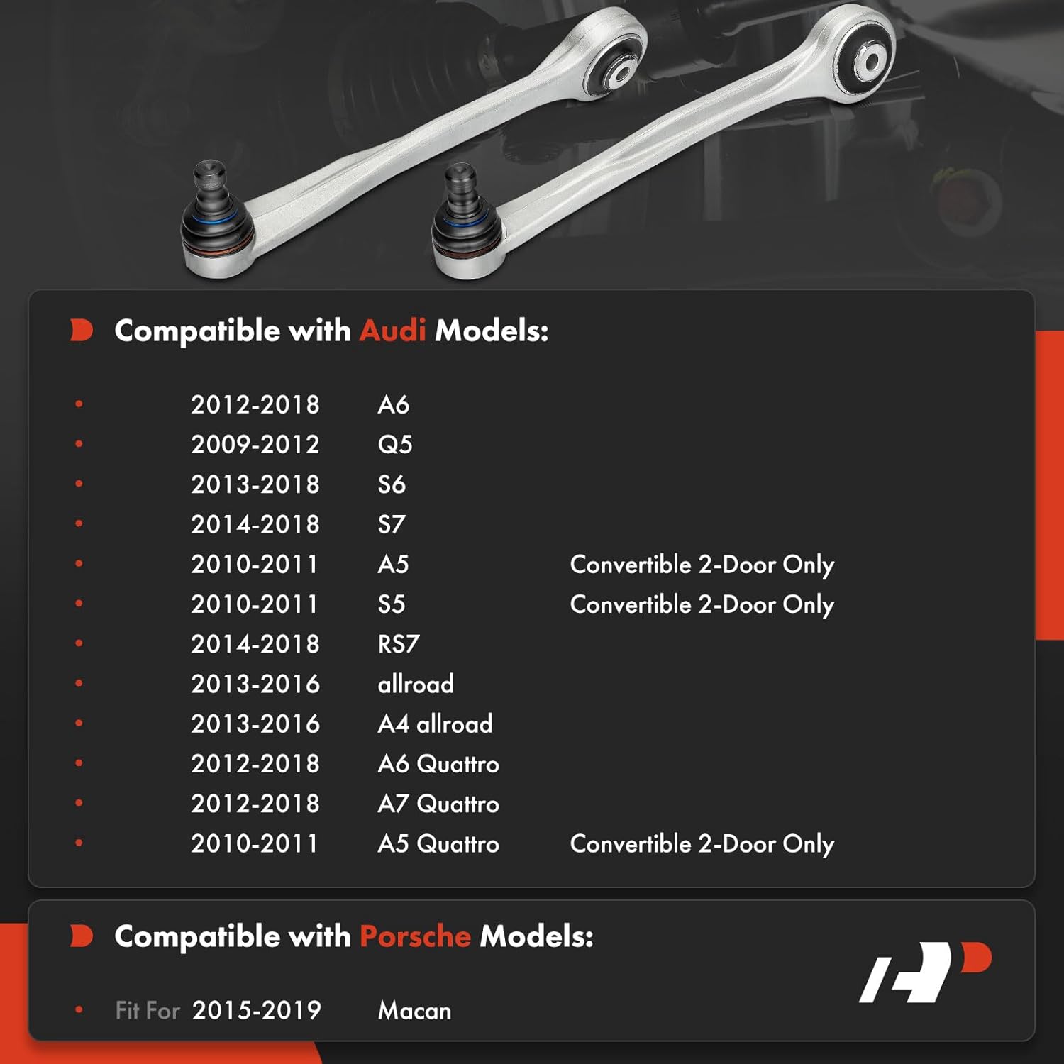A-Premium 2 x Front Forward Upper Control Arm with Ball Joint & Bushing, Compatible with Audi A4 & Porsche - 2010-2019 - allroad, Q5, A5/A6 (Quattro), A7 Quattro, allroad, RS7, S5, S6, S7 & Macan