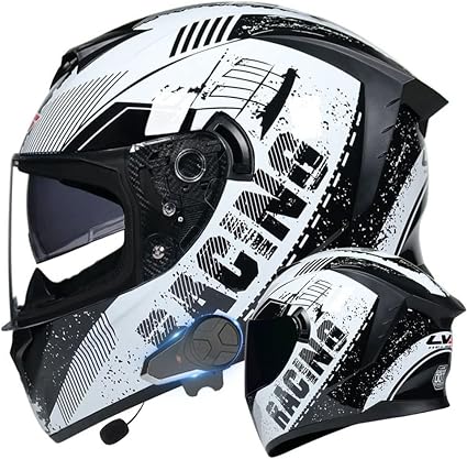 Bluetooth Casco Moto Integrato, Full Face Casco Moto Omologato ECE,  Funzione Interfono in Tempo Reale, Adatto per La Comunicazione della  Flotta, Disponibile in Tutte Le Stagioni : Amazon.it: Auto e Moto