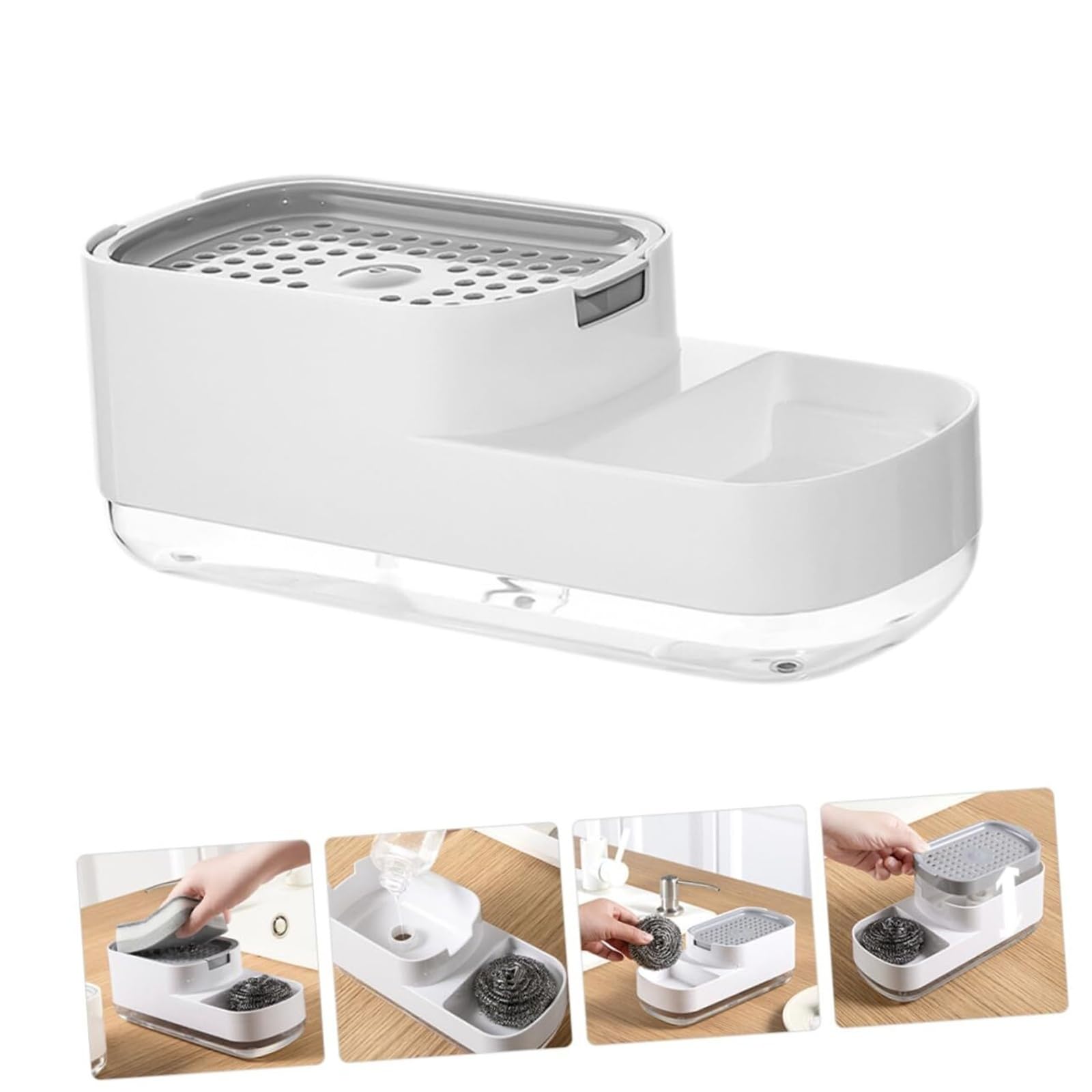 Portasapone da bagno Contenitore for sapone a pressione for un facile lavaggio dei piatti for uso domestico, ufficio, ristorante e hotel Arredamento estetico per il bagno(3)