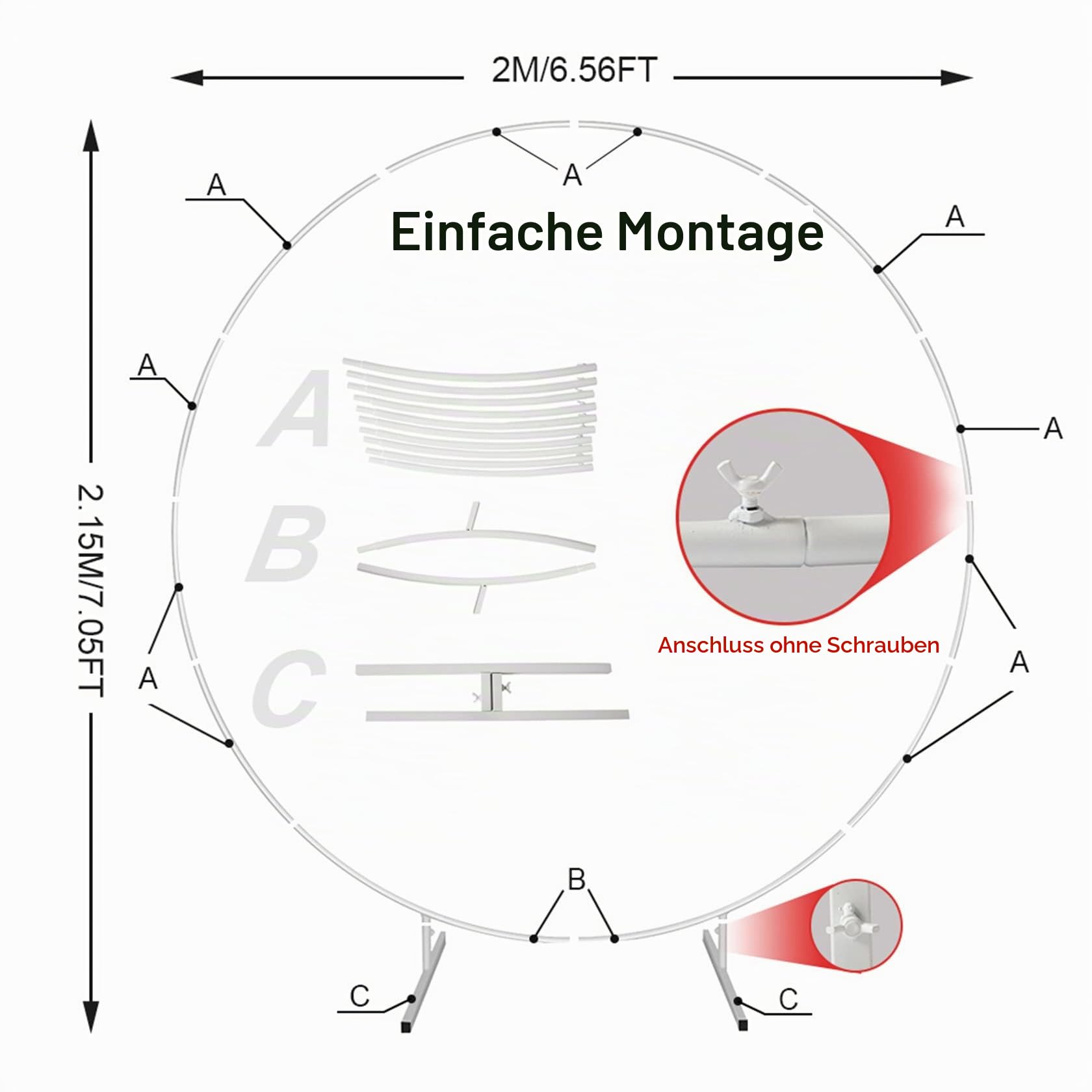 Eisenkreis Hochzeit Requisiten Bogen Hintergrund Runde Ring Bögen Blume Ballon Dekor - Tür Hintergrund Straße Führende Partei,Weiß,2m