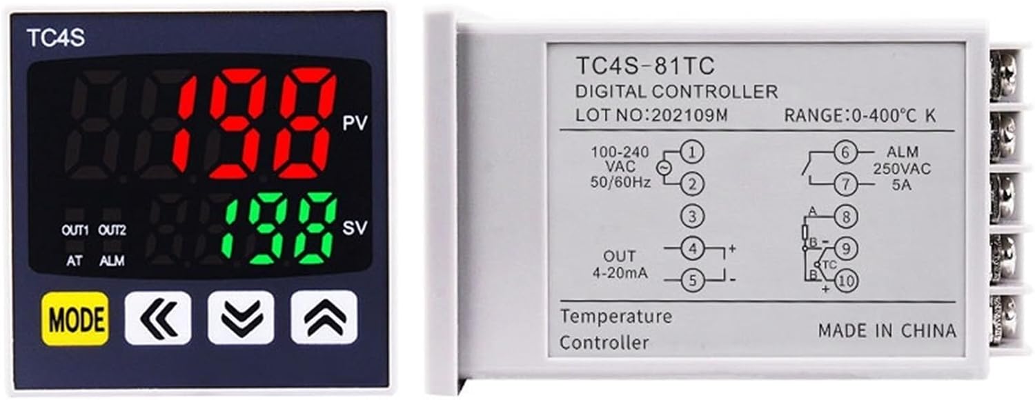 TC4S PID Temperature Controller 4-20mA Output Regulator K Type Multiple Input Digital Instrument 48 * 48(4-20mA OPT 2ALM)