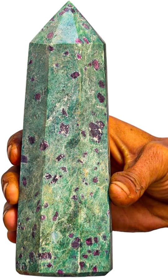 Natural Pink RUBY FUCHSITE Crystal Obelisk 190mm (1470g) – Hand Carved Polished Healing Stone Statue for Energy, Meditation, Reiki, Home Décor & Unique Collectible Gift