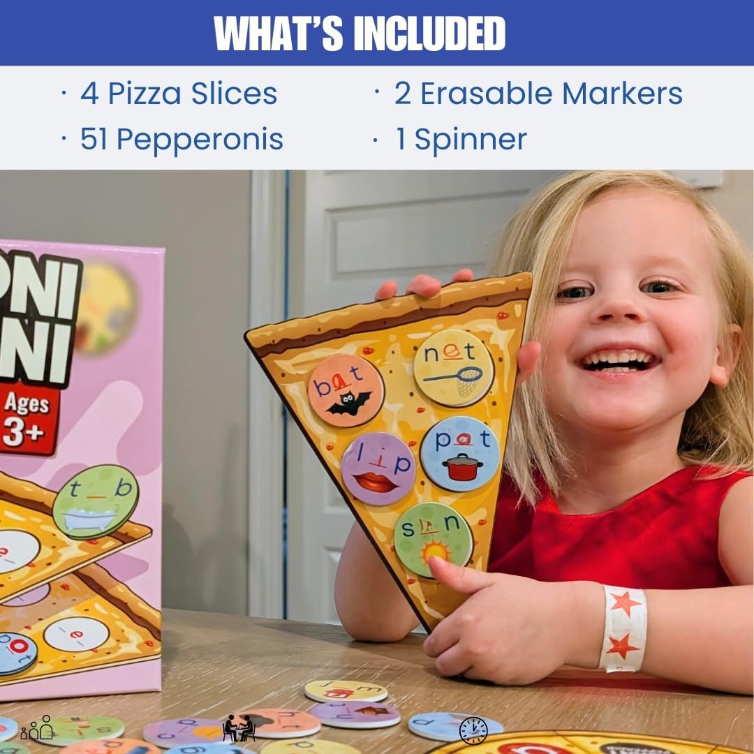 Phonics CVC Word Game - Magnetic Write & Wipe Vowels - Spelleroni Pepperoni by Pidoko Kids - Preschool & Kindergarten, Homeschool, Speech Therapy for Ages 3+