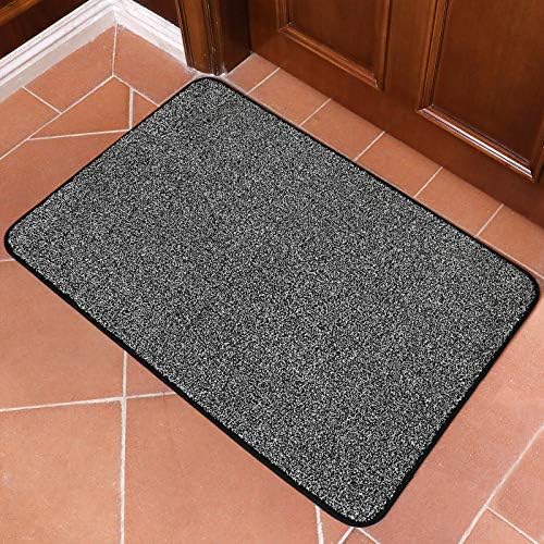 Non-Slip Polyester Dirt Trapper Door Mat, Machine Washable & Super Absorbent - Perfect for Indoor & Outdoor Entrance - 45x75 cm Dark Grey