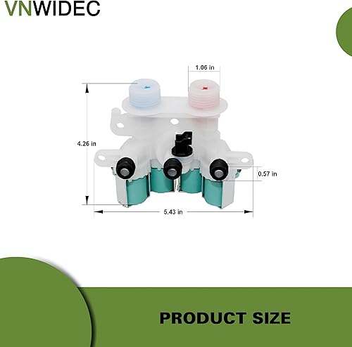 Miniatura 5 de Válvula de entrada de agua WTW7040DW2 WTW7120HC0 WTW7120HW0 WTW7300DC0 WTW7300DW0 120V 60Hz compatible con lavadora Whirlpool