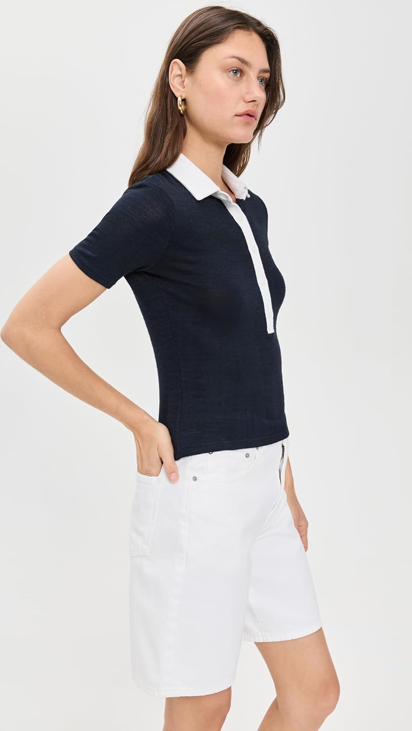 rag & bone Women's The Knit Button Short Sleeve Polo - Image 4