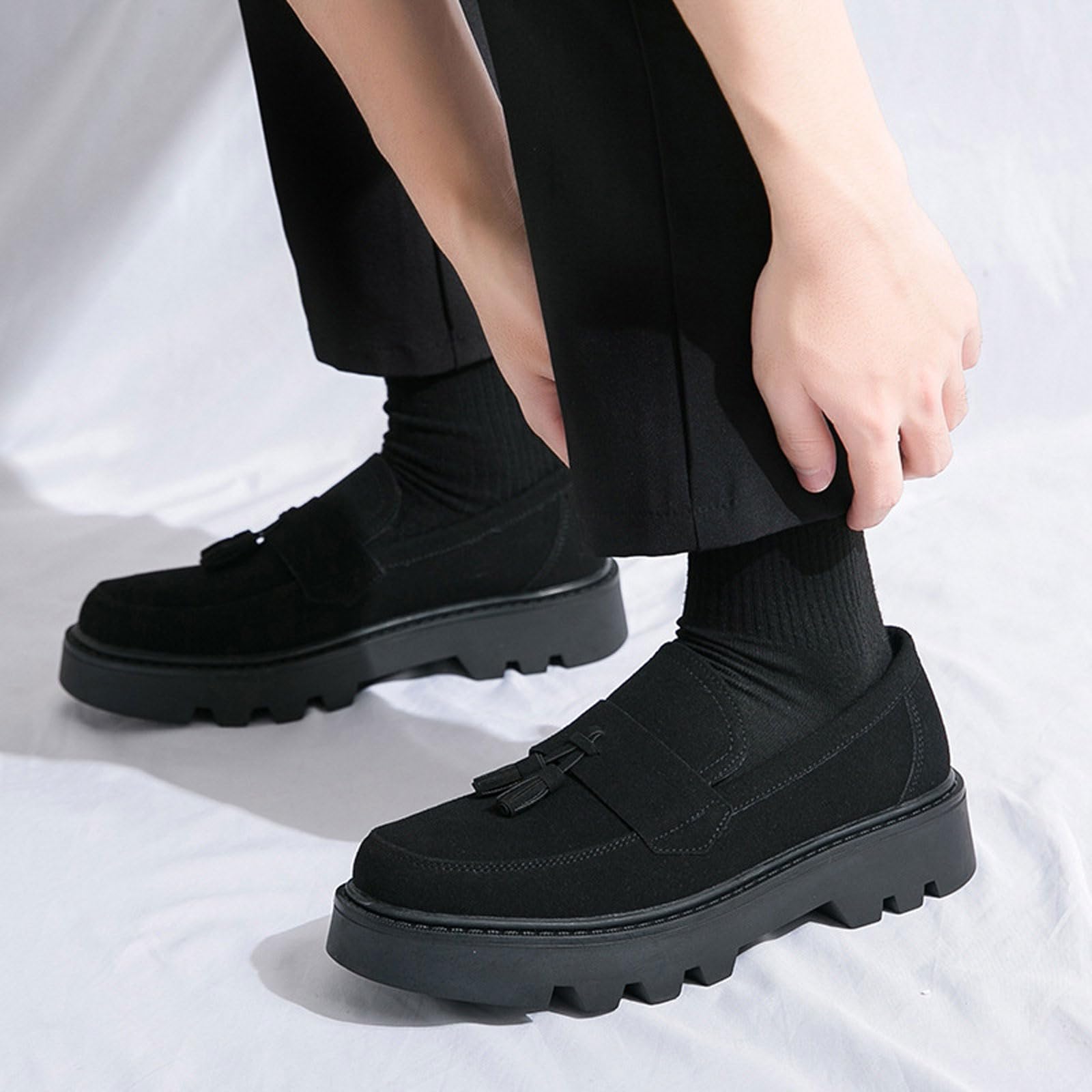 Mocasines Hombre con Borlas, Zapatos Elegantes Sin Cordones para Oficina, Bodas, Noches, Formal/Casual