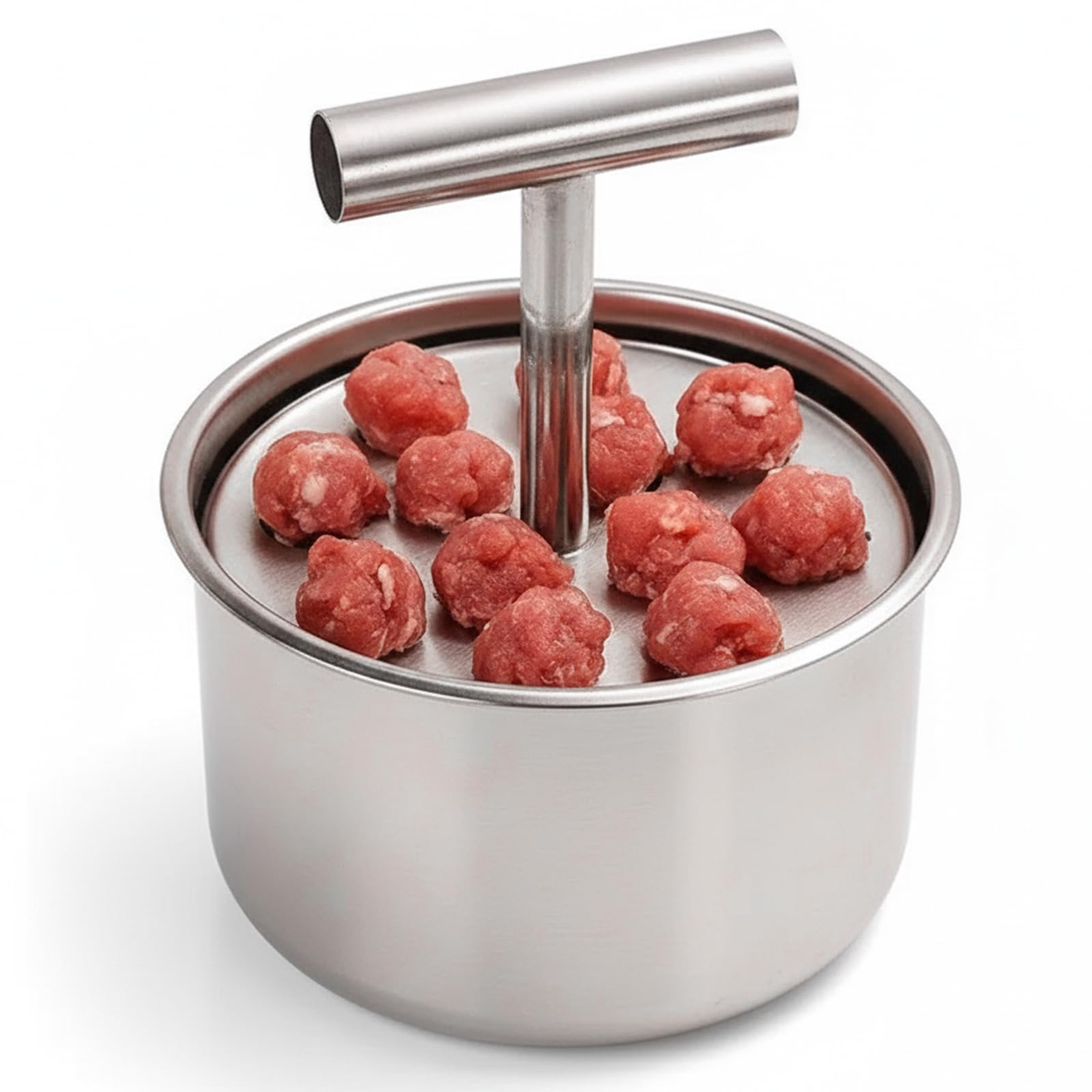 Tsawntd Meatball Maker, 12 Balls Stainless Steel Meatball Maker Tool Manual Push Press Meat Tenderiser Making Mould, Home Cooking Tools for Kitchen Machine Stainless Steel