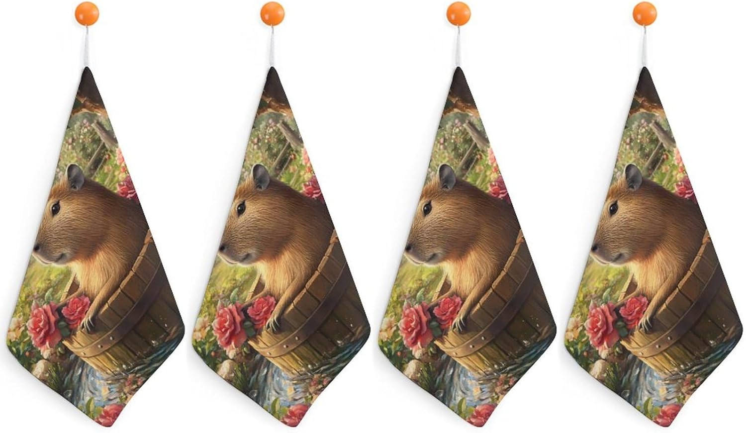 Capybara Towel Hand Towels Decorative Towel for Bathroom Kitchen Shower Gym 4PCS