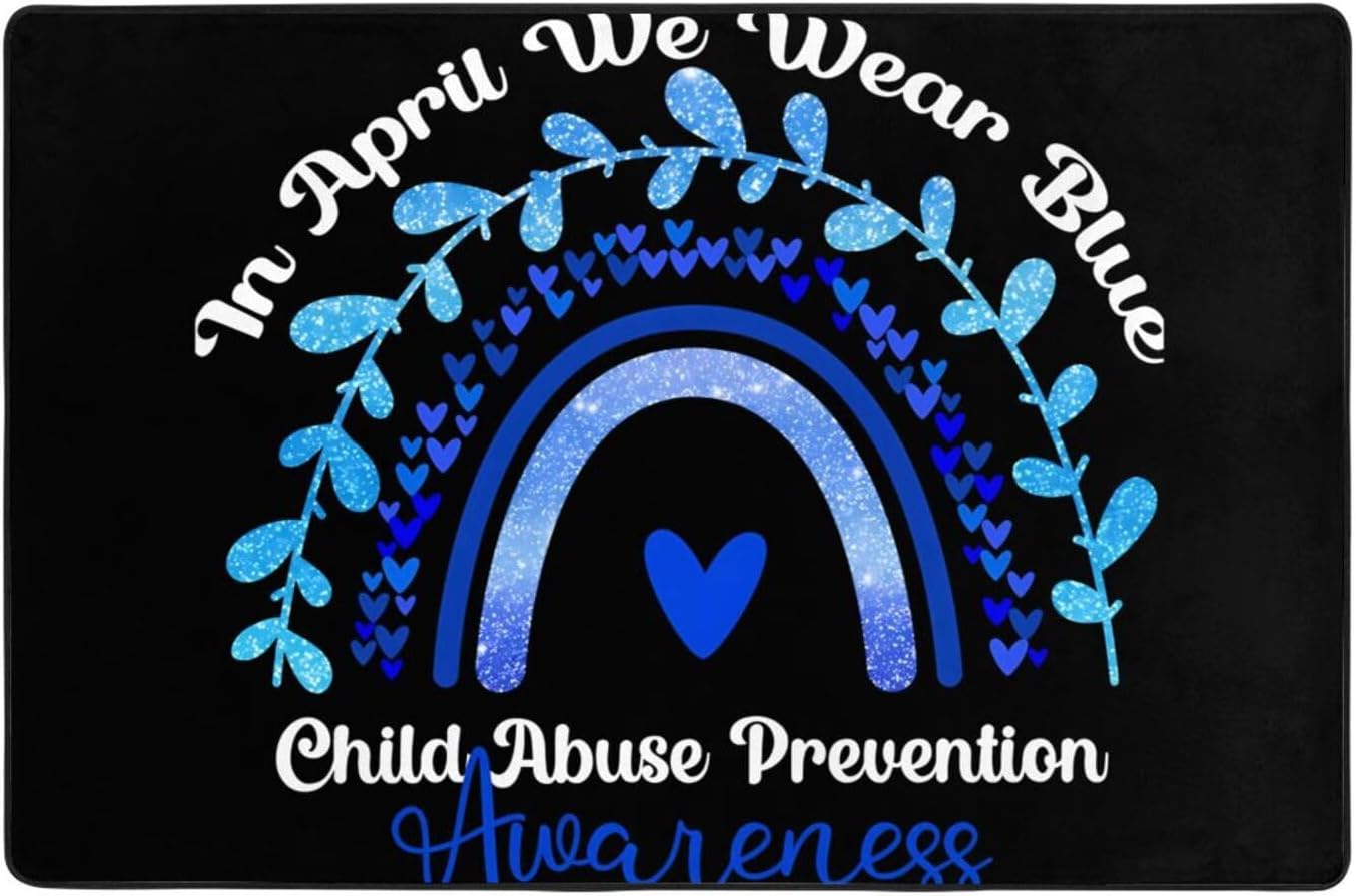 in April Child Abuse Prevention Awareness Luxury Rug for Bedroom Living Room, Area Rubber Backing Non Slip Mat