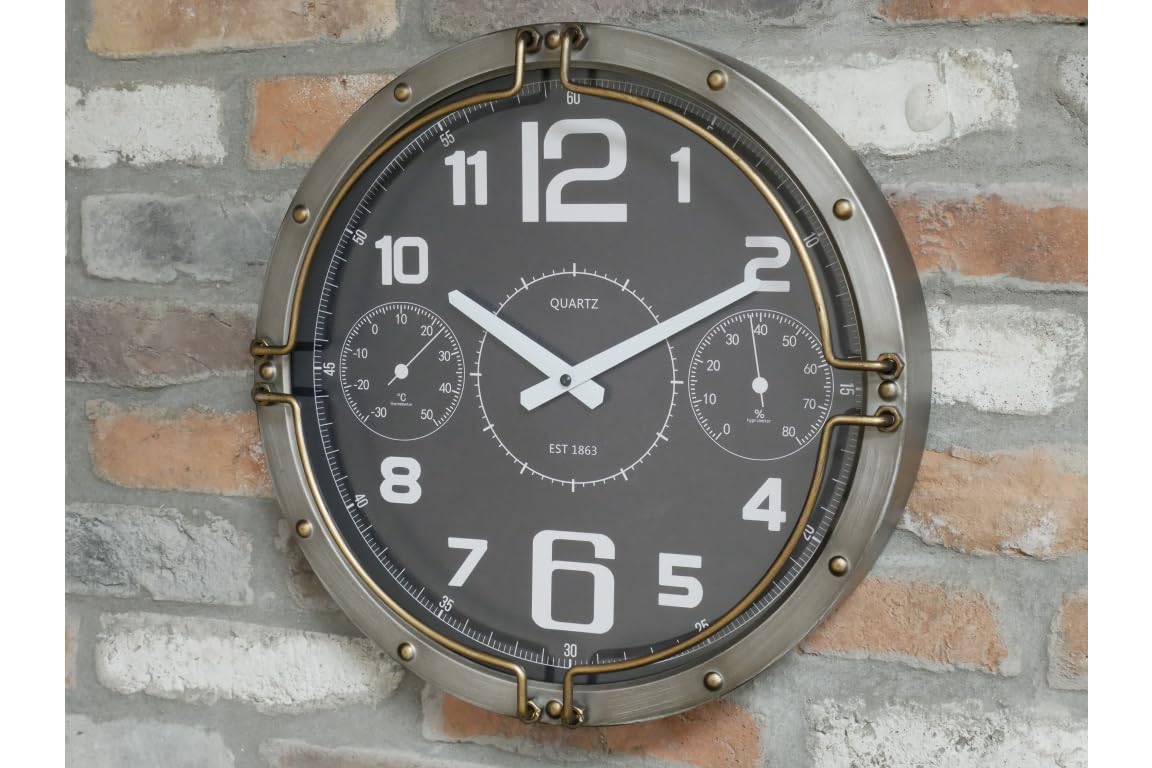 My Square Mile Watch Wall Clock | Industrial Chronograph Design | 41cm Diameter With Glass Face | Metal Bolt Detail