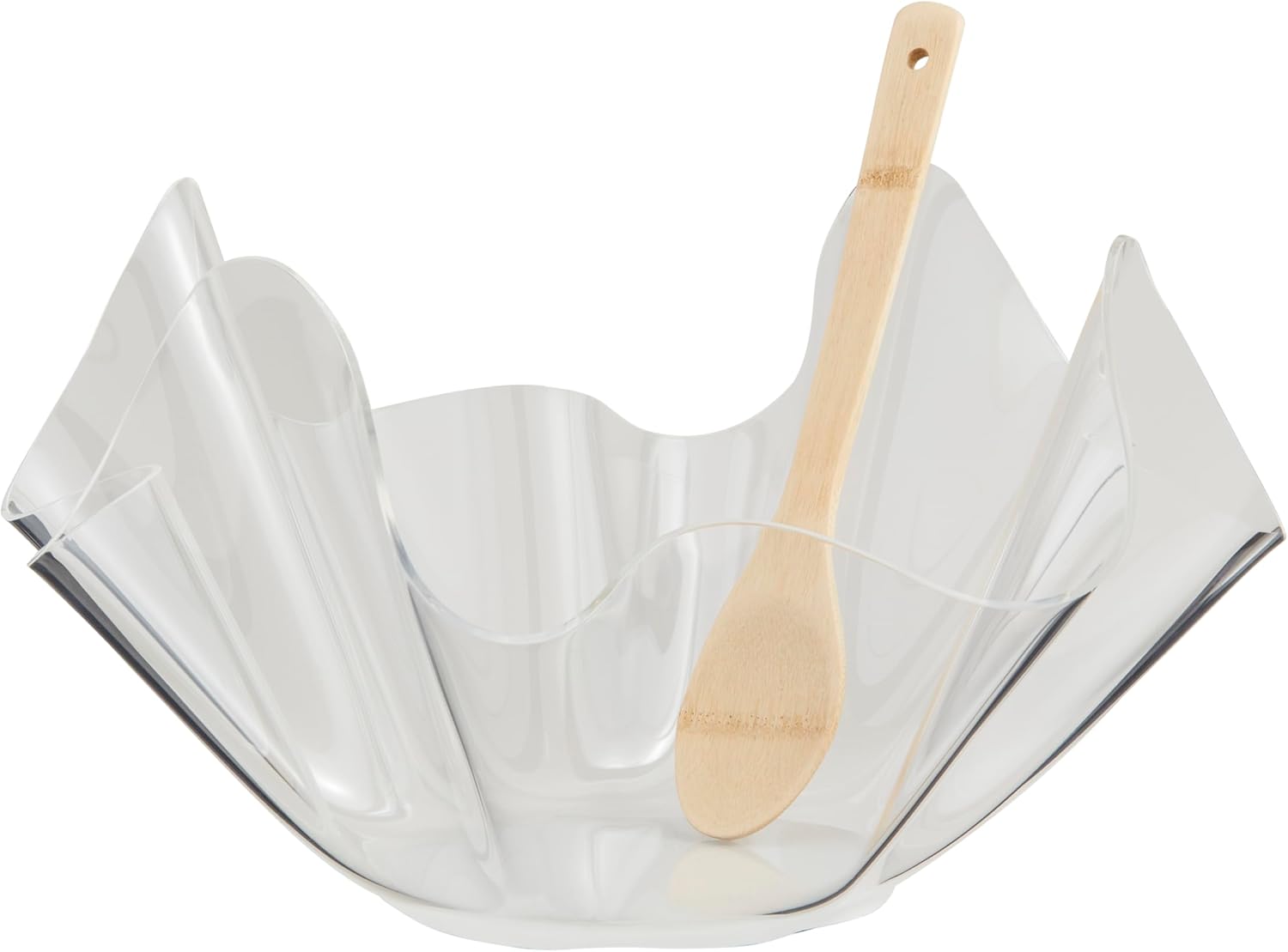 Mud Pie 9" x 16" dia | spoon 11" Acrylic Ruffle Bowl Set, Clear