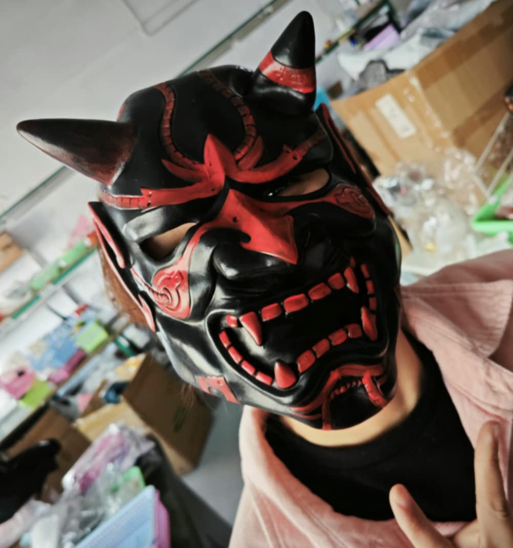 Masque De Démon Hannya Oni Japonais En Latex - Cosplay Samurai Kabuki Monstre Pour Halloween Et Fêtes