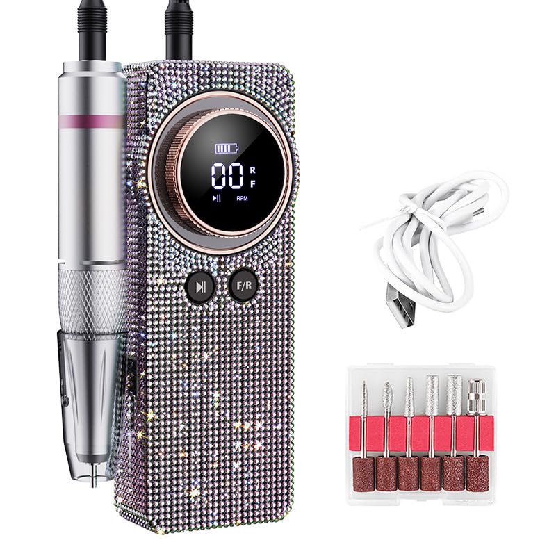 Set di punte elettriche per unghie, 35000 giri/min, portatile, ricaricabile, per rimuovere la lucidatura delle unghie, portatile, senza fili, per manicure e pedicure a casa