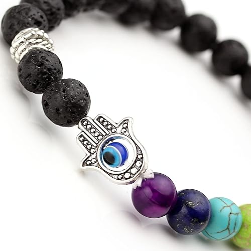 Miniatura 9 de Jovivi Paquete  2 artículos 7 chakras Reiki cristales curativos pulsera elástica + 7 chakras piedras preciosas de mal de ojo pulsera de piedra de