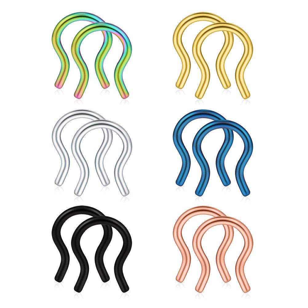 SCERRING 316L Surgical Steel U-Shaped Nose Ring Septum Piercing Hanger Retainer 16g,14g,12g
