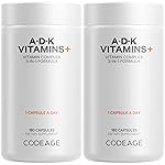 Codeage ADK Vitamins Supplement - Essential Vitamin A, D3 5000 IU, K1 & K2 (MK4 & MK7) - 6-Month Supply - 1 Capsule per Serving, Non-GMO, Gluten-Free - 2-Pack