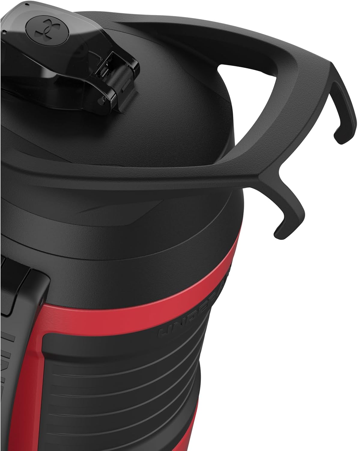 Under Armour Half Gallon Water Bottle Insulated, 64oz Insulated Water Bottle with Handle, Fence Hook, Leak Resistant, for Baseball, Football & More - Red/Black