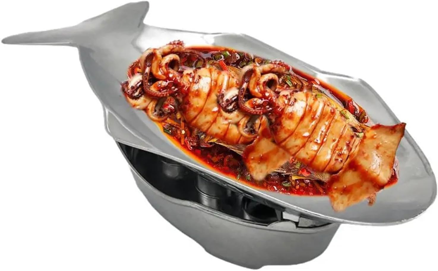 Scaldavivande per buffet, piatto di pesce in alluminio per feste, matrimoni, catering, vassoio da portata grande capacità, piccolo grande