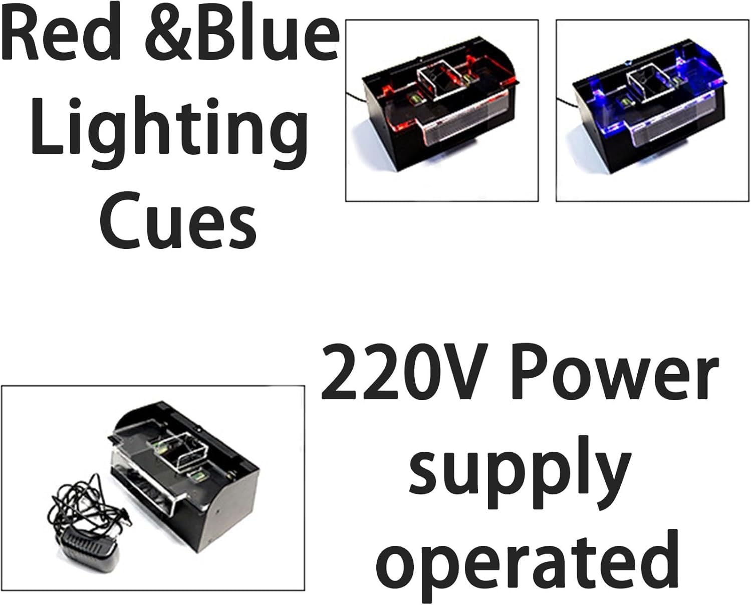 Card Shuffler 2 Deck Automatic Casino Pro for Poker, Uno, Phase 10, Texas Hold'em, Blackjack: Black Finish - Power Supply Powered 220v