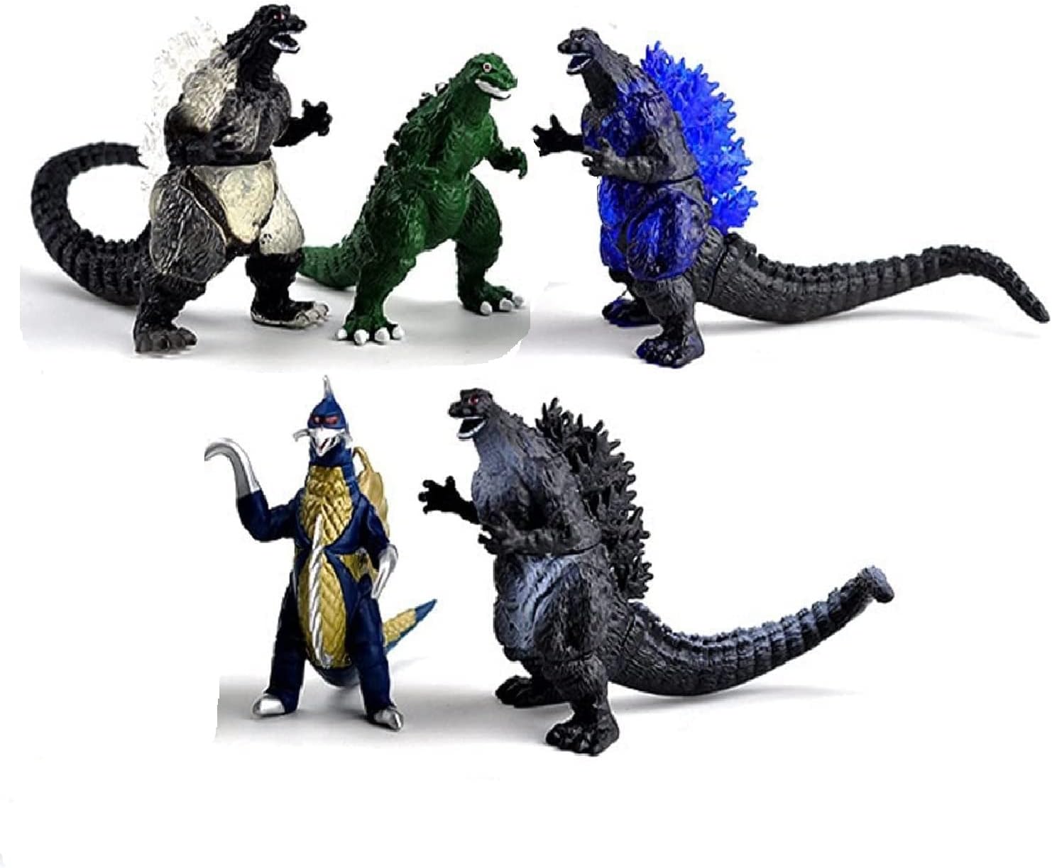 De-Lite™ Action Figures Soft Touch Vinyl Plastic Collectible Model Toys… (Godzilla5 Pieces Set, Version A, Multicolour, 3-7cm)