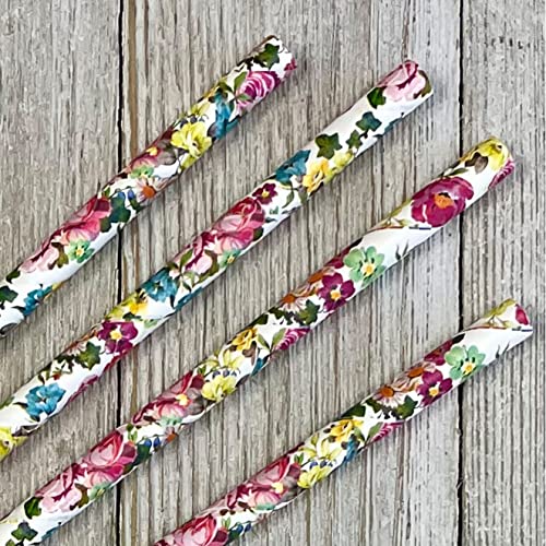 Pitillos de papel floral rosa 7.75 pulgadas pack 50 miniatura 4