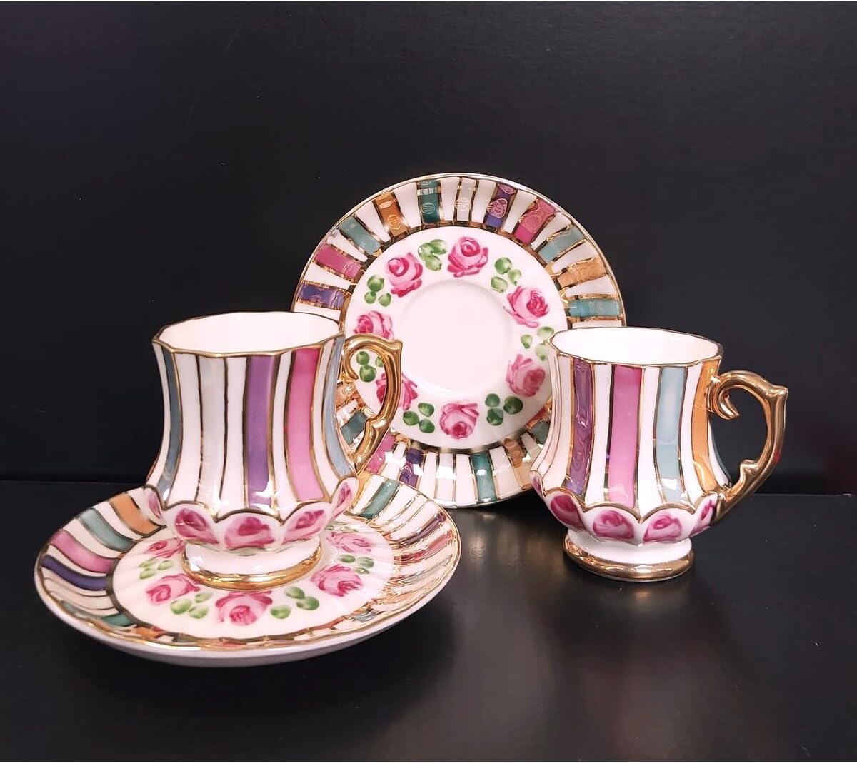 SODEF Coffee Cup Set for Two Multicolor Porcelain 85ml Modern Style Turkish Coffee Espresso Demitasse Set, 4 Piece - Multicolor, One Size
