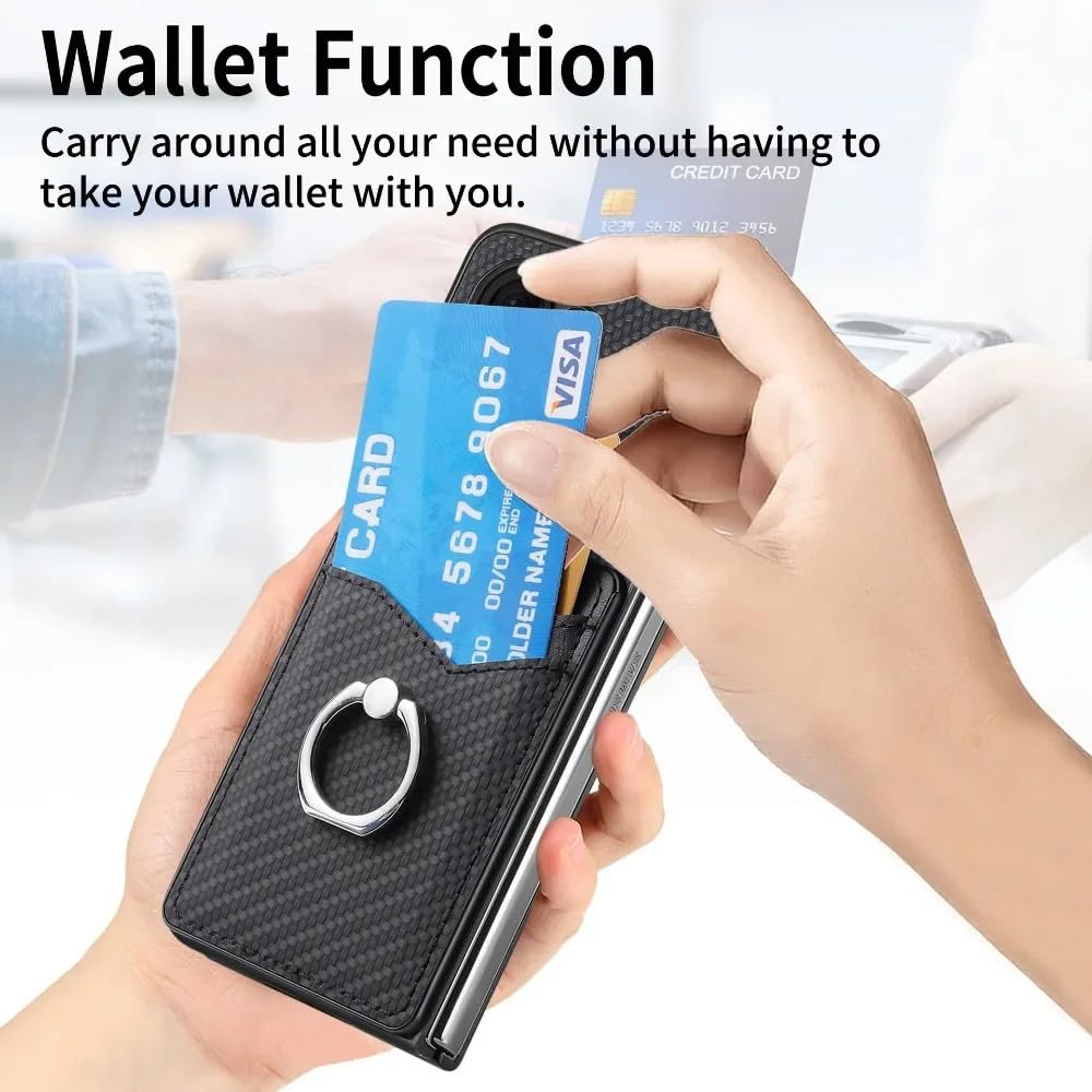 Funda de Piel sintética para Samsung Galaxy Z Fold 6, 5, 4, 3, 2, 5G, con Ranura para Tarjeta de crédito, Soporte para Anillo, Color Azul, para Galaxy Z Fold 3