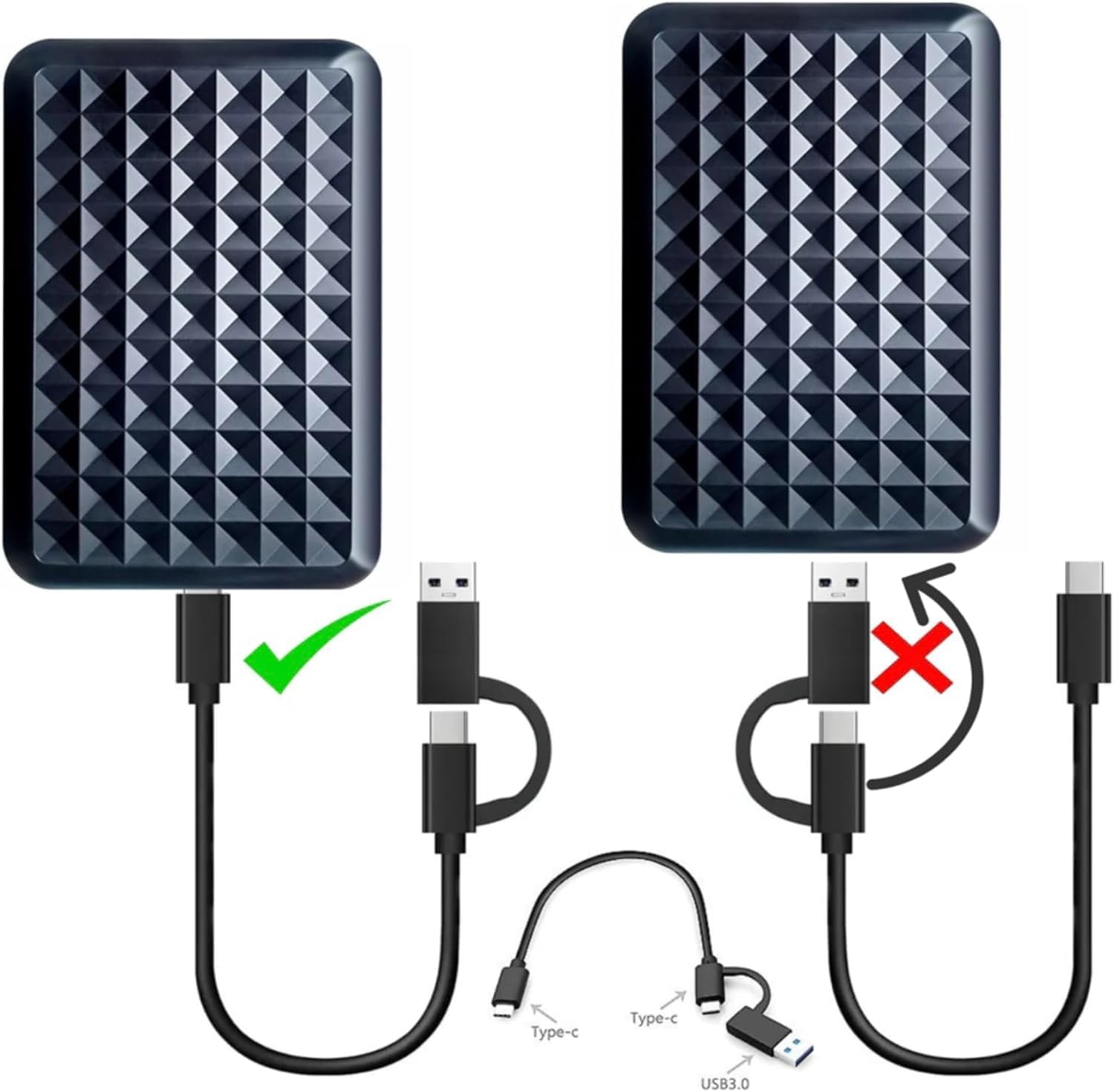 HDD 1TB Esterno USB 3.0/Type-C - Alta Velocità Backup Archiviazione - Dettaglio