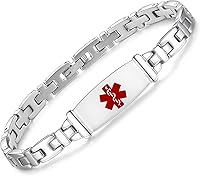 Vista 14 de Pulseras médicas de la identificación de la alerta del acero inoxidable de la señora de la manera