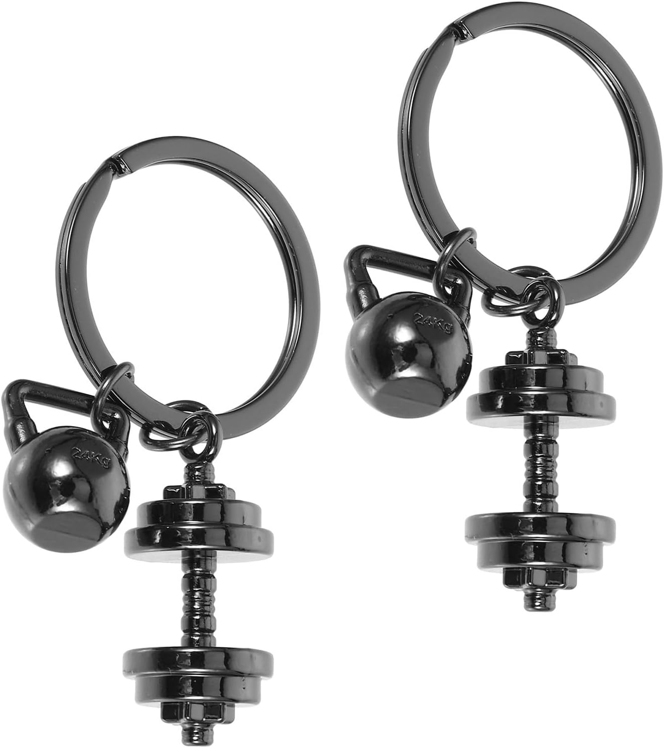2pcs Mini Dumbbell Metal Keychain for Gym Lovers, Fitness Keyring