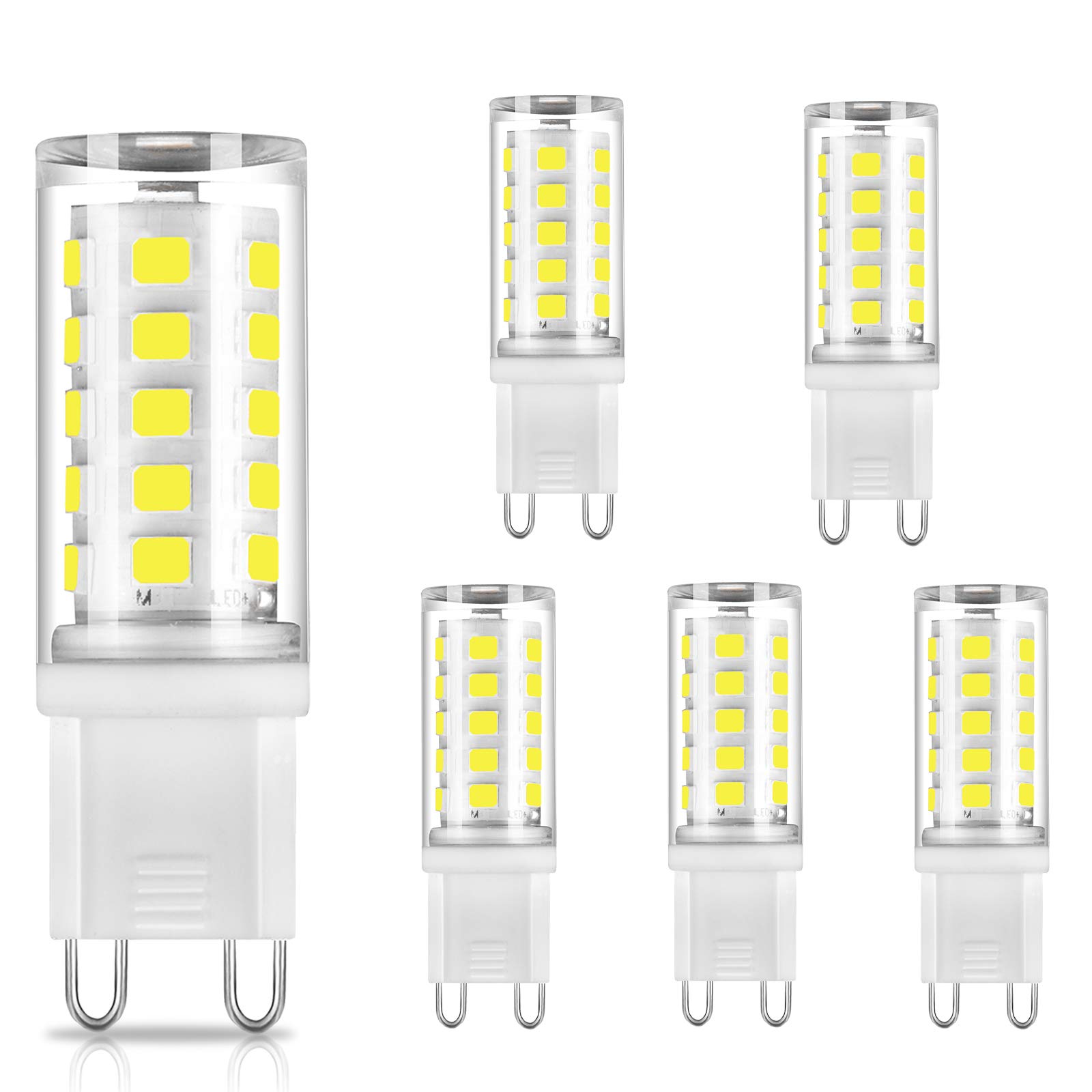 CHEERBEE G9 LED Bulbs Cool White 6000K, 3W G9 LED Capsule Bulb, 28W 33W 40W Halogen Equivalent, AC 220-240V, 350 LM, CRI>85, Chandelier Light Bulb, No Flicker, Non-dimmable, 5 Pack