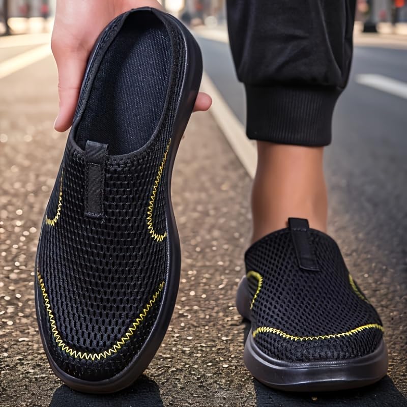 Summer Men's Casual Sports Shoes, Half-Support Design, mesh for Breathability and no Stuffiness, no Laces for Lazy People to wear on one Foot, Large for Home and Commuting4